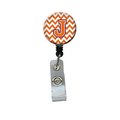 Carolines Treasures Letter J Chevron Orange and Regalia Retractable Badge Reel CJ1062-JBR